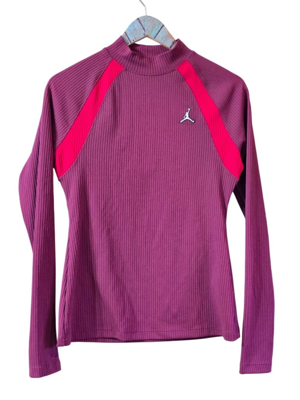 Jordan Women's Tight Fitted Ribbed Long Sleeve Mock Neck Top, Sz M